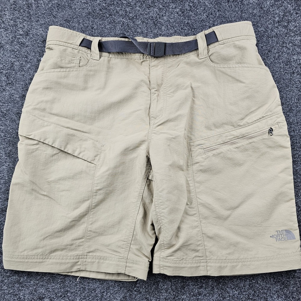 The North Face Mens XL Beige Hiking Cargo Shorts Belted Lightweight Outdoor Trai